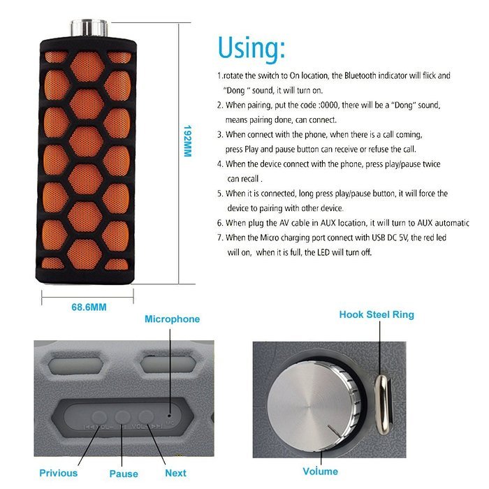 Mindkoo Wireless Bluetooth Speaker(Waterproof, Shockproof, Dustproof & Anti-scratch),Bluetooth V3.0 Rechargeable... N4