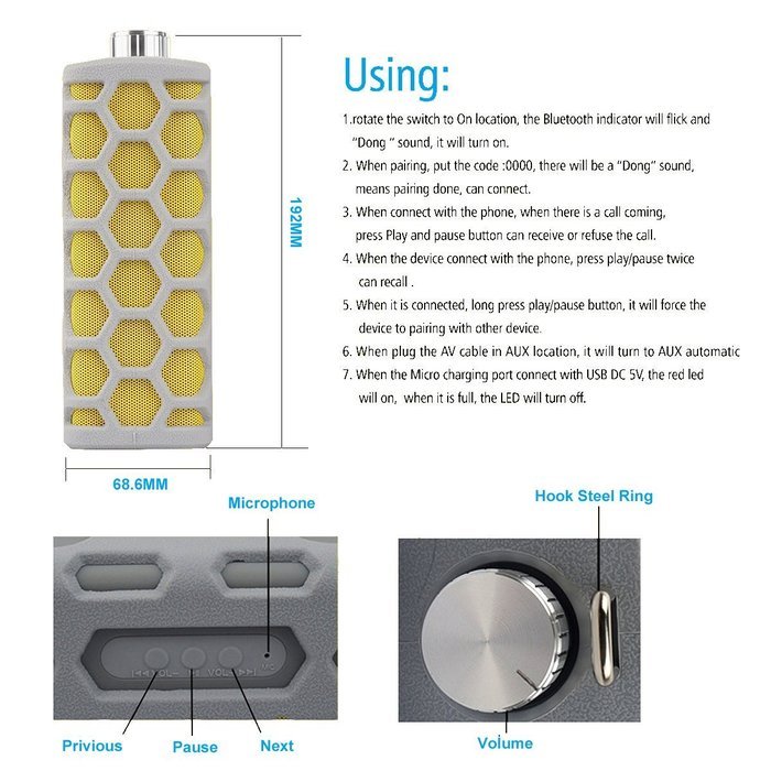 Mindkoo Wireless Bluetooth Speaker(Waterproof, Shockproof, Dustproof & Anti-scratch),Bluetooth V3.0 Rechargeable... N11