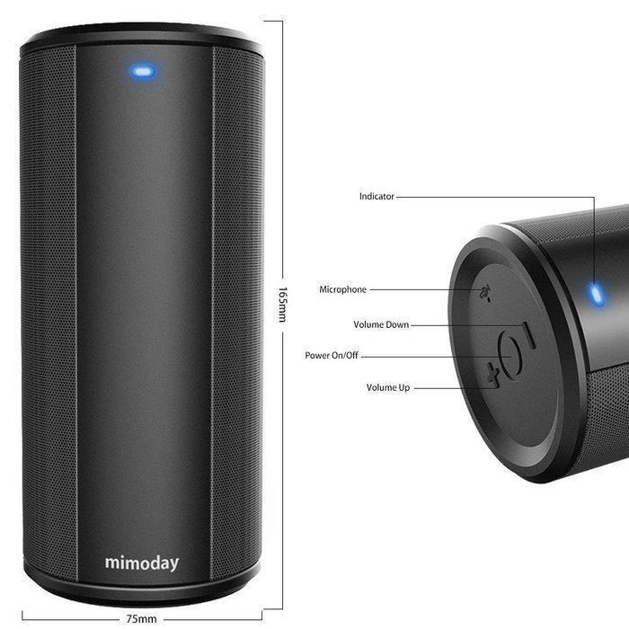 Mimoday Bluetooth Speakers Portable Wireless Shower Speaker 5Wx2 with Enhanced Bass, Ipx5 Waterproof and Shock... N2