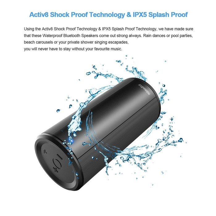 Mimoday Bluetooth Speakers Portable Wireless Shower Speaker 5Wx2 with Enhanced Bass, Ipx5 Waterproof and Shock... N4