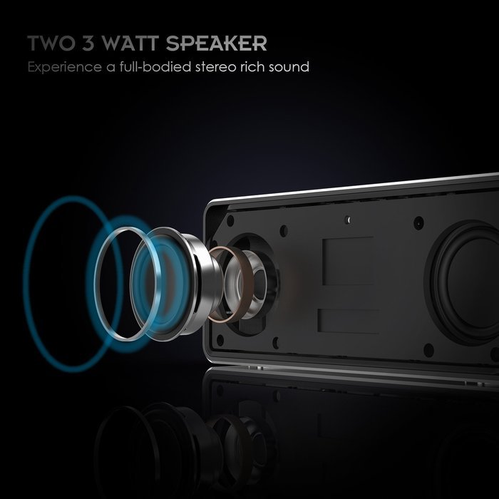 Honstek K7 Bluetooth Wireless Portable Speaker with Stereo HD Sound and Enhanced Bass(Black) N3