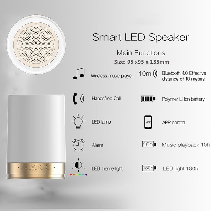 BONAOK Smart Wireless Bluetooth Speaker APP control 16 Million Colorful LED Light for Android & IOS Smartphone... N13