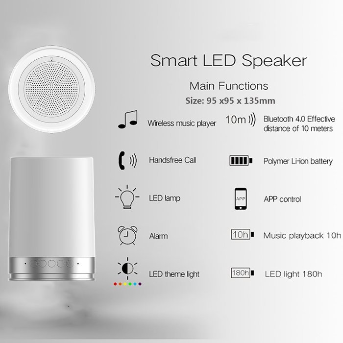 BONAOK Smart Wireless Bluetooth Speaker APP control 16 Million Colorful LED Light for Android & IOS Smartphone... N19