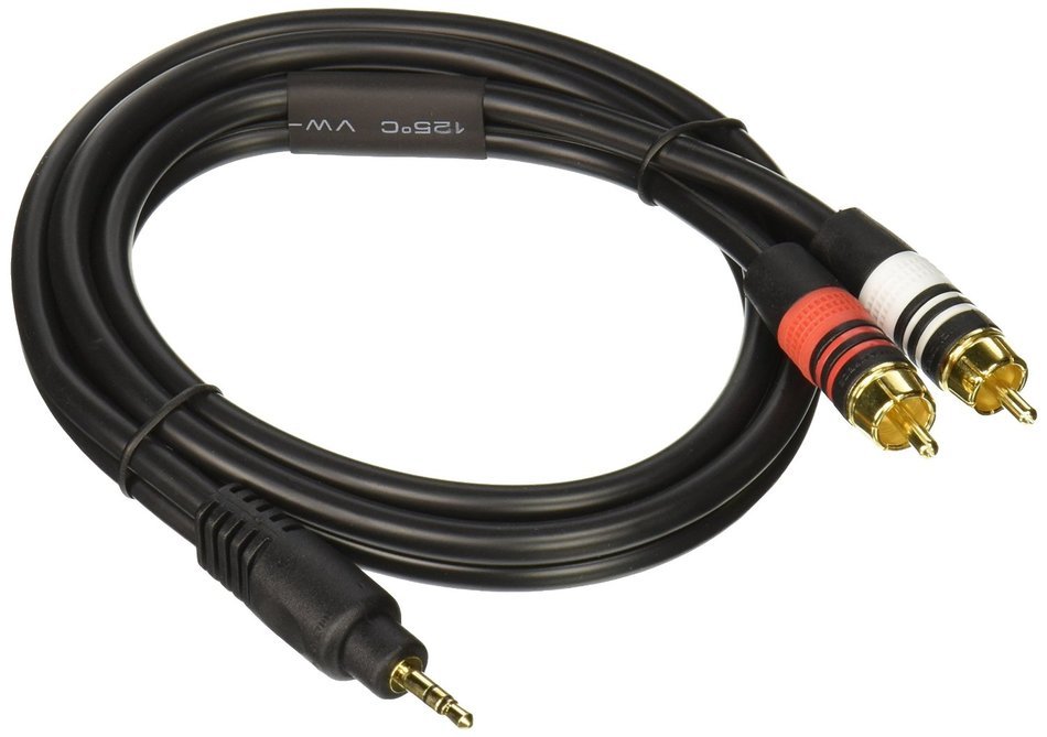 Monoprice 105597 3-Feet Premium Stereo Male to 2RCA Male 22AWG Cable - Black