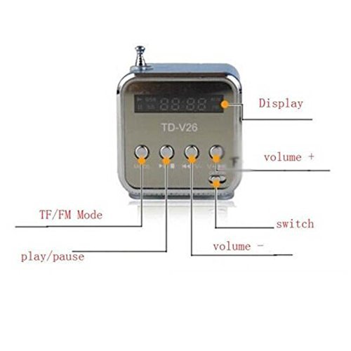 HuaYang USB Digital PC Mini Speaker Micro SD/TF Card MP3 Music Player FM Radio(Silver) N5