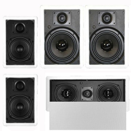 Theater Solutions 5.1 Home Theater 4 Speakers Set with Center, 8" Powered Sub and More TS5W6WL51SET2 N2