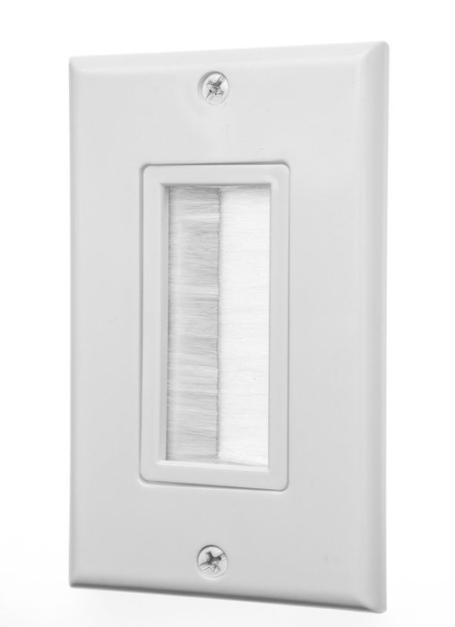 Buyer's Point Brush Wall Plate, Decora Style, Cable Pass Through Insert for Wires, Single Gang Cable Access Strap... N3
