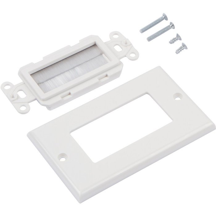 Buyer's Point Brush Wall Plate, Decora Style, Cable Pass Through Insert for Wires, Single Gang Cable Access Strap... N5