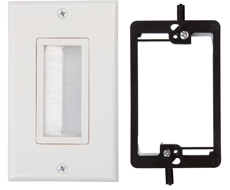 Buyer's Point Brush Wall Plate, Decora Style, Cable Pass Through Insert for Wires, Single Gang Cable Access Strap... N12