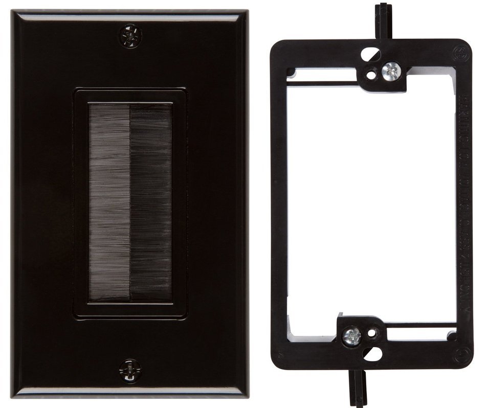 Buyer's Point Brush Wall Plate, Decora Style, Cable Pass Through Insert for Wires, Single Gang Cable Access Strap... N15