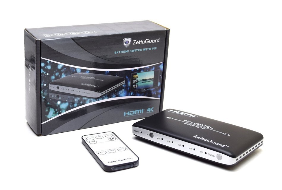 Zettaguard 4K x 2K 4 Port 4 x 1 HDMI Switch with PIP and IR Wireless Remote Control, HDMI Switcher Hub Port Switches... N7