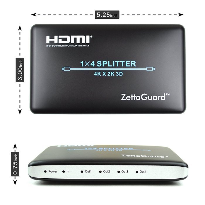 Zettaguard 4K x 2K 4 Port 4 x 1 HDMI Switch with PIP and IR Wireless Remote Control, HDMI Switcher Hub Port Switches... N16