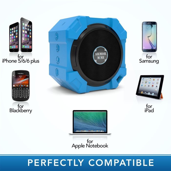 ARMOR MiNE Portable Waterproof Bluetooth Speaker - Smack Black N21