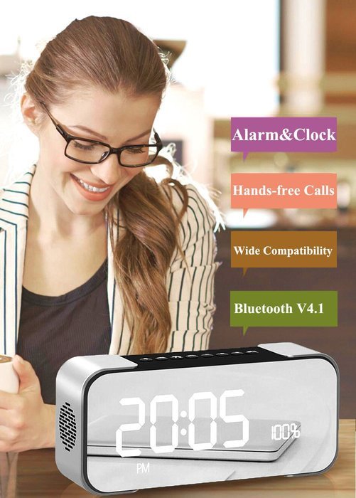 Bluetooth Speakers,Werleo Hi-Fi Portable Wireless Stereo Speaker with Alarm Clock,Build-in Mic,FM Radio,LED Light... N7