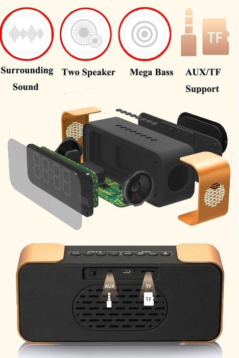 Bluetooth Speakers,Werleo Hi-Fi Portable Wireless Stereo Speaker with Alarm Clock,Build-in Mic,FM Radio,LED Light... N13