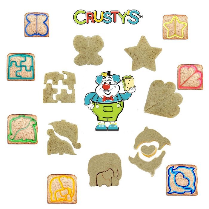 Crusty's All-Stars Sandwich Cutters - Set of 7 High-Quality Crust & Cookie Cutters - Butterfly, Dinosaur, Dolphin... N2