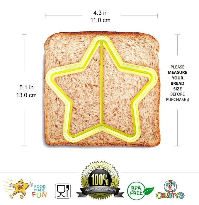 Crusty's All-Stars Sandwich Cutters - Set of 7 High-Quality Crust & Cookie Cutters - Butterfly, Dinosaur, Dolphin... N5