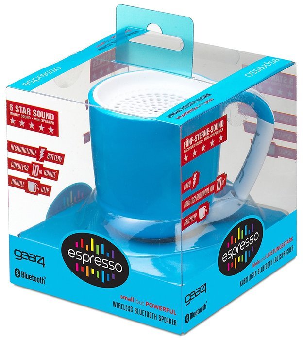 GEAR4 Espresso Small Coffee Cup Style Bluetooth Speaker with Carabineer Handle Clip in Pink(PS006PKG) N10