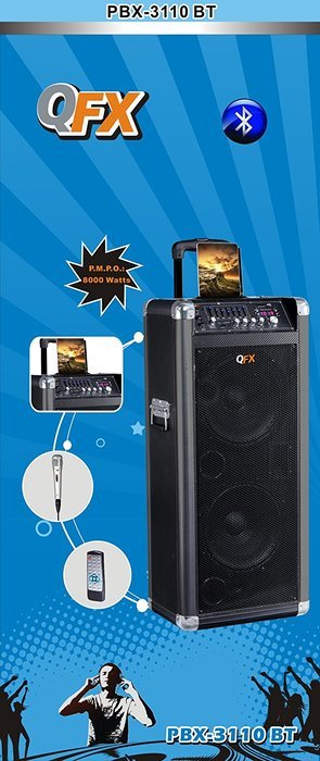 QFX PBX-3110BT Portable Battery Powered Bluetooth Speaker - Black N2