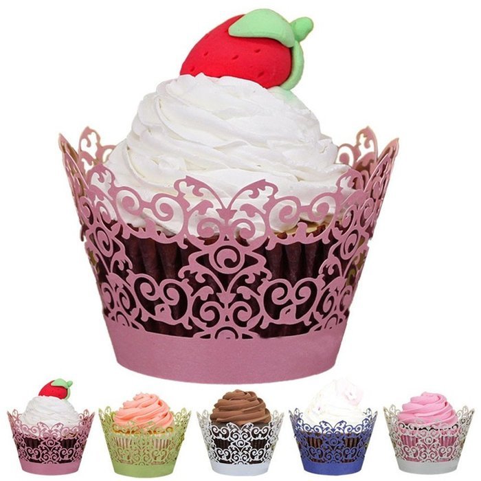 GOTD Baking Mould Cake Bread Chocolate Jelly Candy Mold, 50pc New! Lace Laser Cut Cupcake Wrapper Liner Baking... N4