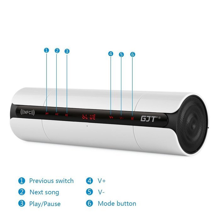 GJT&reg;Bluetooth 4.0 Portable Wireless Stereo Speaker,Speakerphone Ultra Bass Speaker,NFC,AUX for iPhone,iPad,Samsung... N9