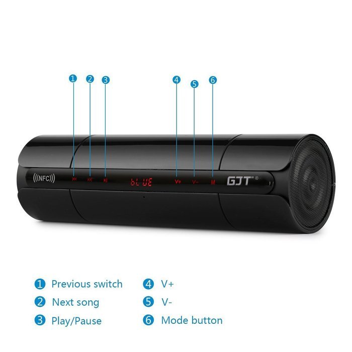 GJT&reg;Bluetooth 4.0 Portable Wireless Stereo Speaker,Speakerphone Ultra Bass Speaker,NFC,AUX for iPhone,iPad,Samsung... N23