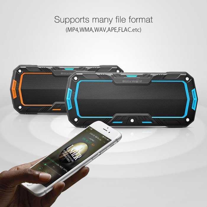 BlitzWolf Portable Bluetooth Speakers, 5W 2000mAh IP65 Water-resistant Hands Free Wireless MP3 Music Player for... N16