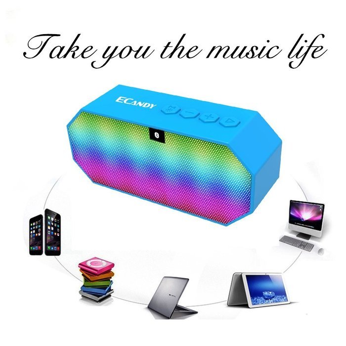 Ecandy Portable Wireless Bluetooth Speaker with LED,Built in Speakerphone, 8 Hour Rechargeable Battery-Black N2