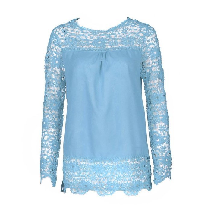 AIMTOPPYFashion Womens Lace Long Sleeve Shirt Casual Blouse Loose Cotton Tops T Shirt (XXXXL, Green) N13