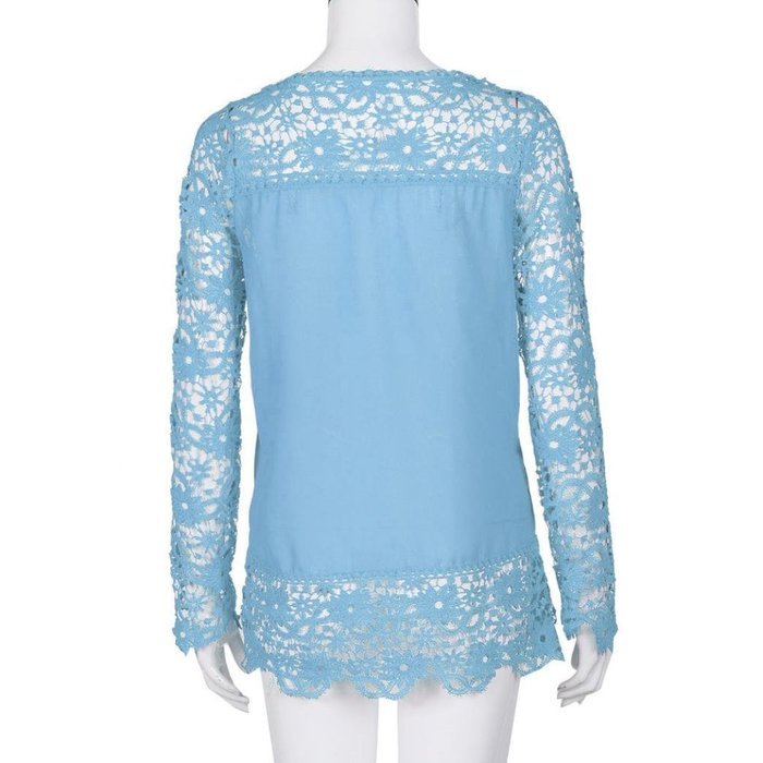 AIMTOPPYFashion Womens Lace Long Sleeve Shirt Casual Blouse Loose Cotton Tops T Shirt (XXXXL, Green) N15