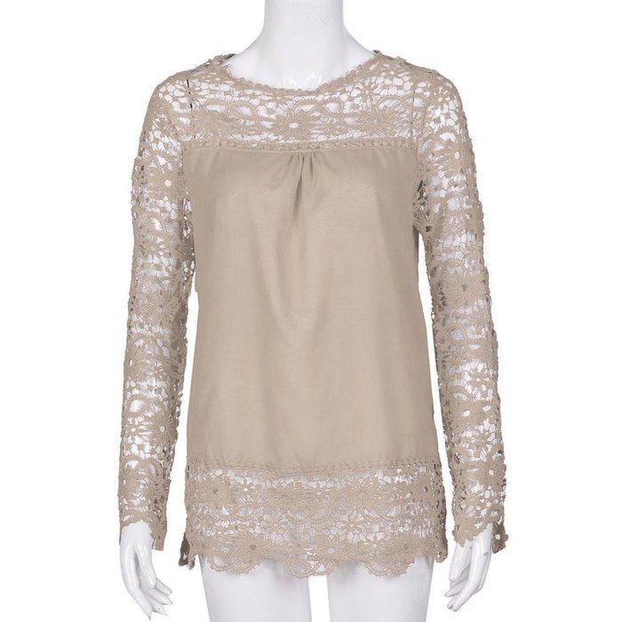AIMTOPPYFashion Womens Lace Long Sleeve Shirt Casual Blouse Loose Cotton Tops T Shirt (XXXXL, Green) N19