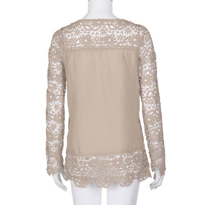 AIMTOPPYFashion Womens Lace Long Sleeve Shirt Casual Blouse Loose Cotton Tops T Shirt (XXXXL, Green) N21