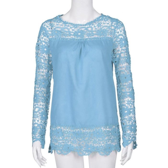 AIMTOPPYFashion Womens Lace Long Sleeve Shirt Casual Blouse Loose Cotton Tops T Shirt (XXXXL, Green) N47