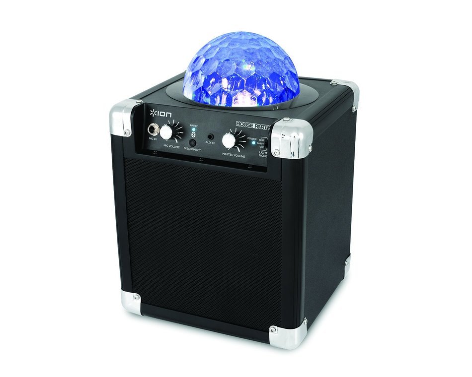 ION Audio House Party (iPA18L) | Portable Sound System with Built-In Light Show (Black / 8W) N6