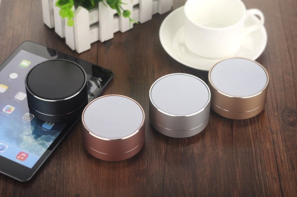 KAIQISJ A10 Golden Portable Wireless Transmission Minimalist Style LED Reflective Light Bluetooth Speaker N6
