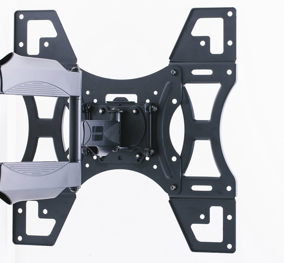 Invision TV Wall Mount Bracket with Tilt and Swivel 20 Inch Articulating Arm/Ultra Slim 1.8-Inch Wall Profile... N4