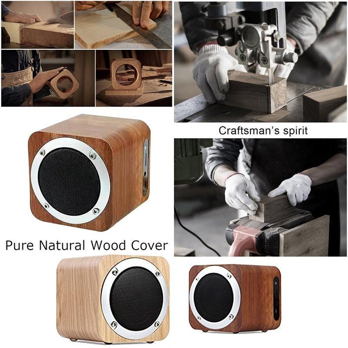 niceEshop(TM) Wood Bluetooth 4.0 Wireless Mini Speaker with FM Radio 1800mAh Rechargable Battery Compatible with... N11