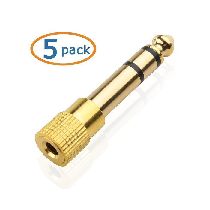 Cable Matters 5-Pack, Gold Plated 6.3mm (1/4 inch) to 3.5 mm Male to Female Stereo Adapter