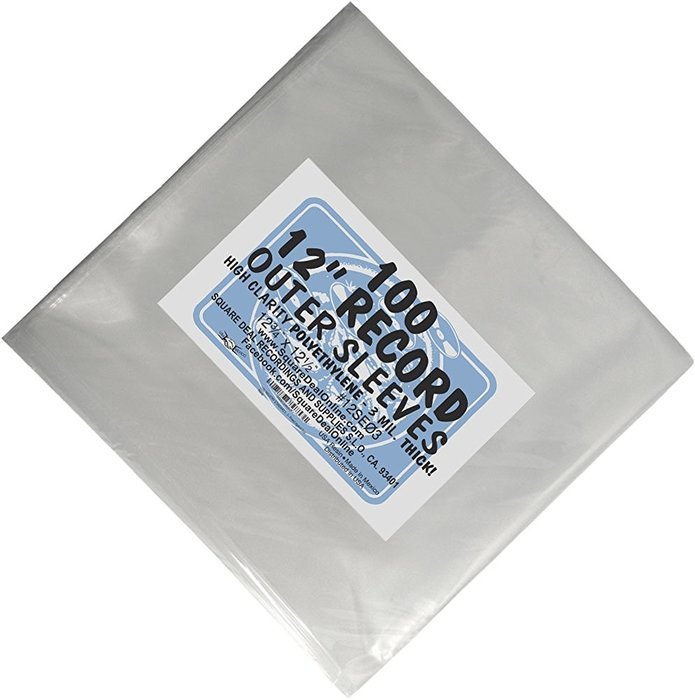 (100) 12" Record Outer Sleeves - INDUSTRY STANDARD 3mil Thick Polyethylene - 12 3/4" x 12 1/2".