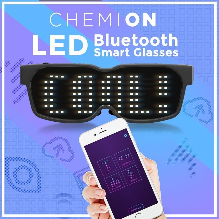 CHEMION - Unique Bluetooth LED Glasses - Display Messages, Animation, Drawings! N9
