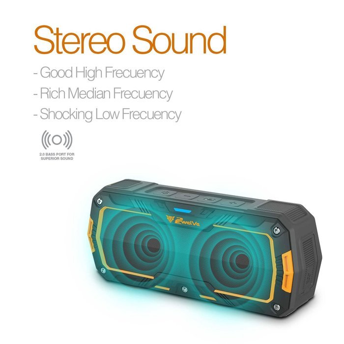 2Twelve Outdoor Wireless Bluetooth Speaker &ndash; Lightweight, Compact, Portable Sound System &ndash; Built-In Microphone... N8