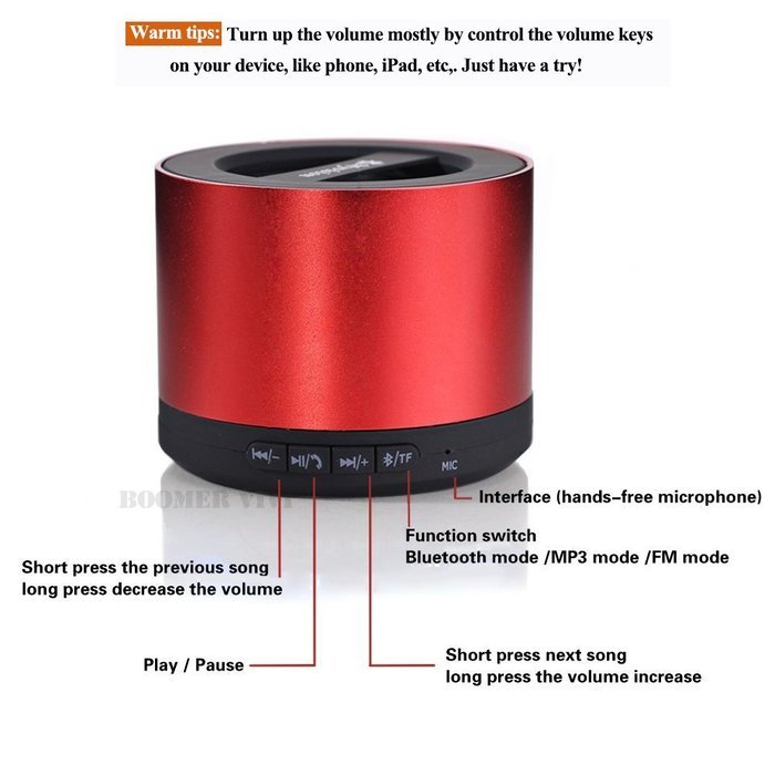 BOOMER VIVI Wireless Portable Bluetooth Speaker B03 with MP3 Player, FM Radio and Microphone, 360 Degree Surround... N4