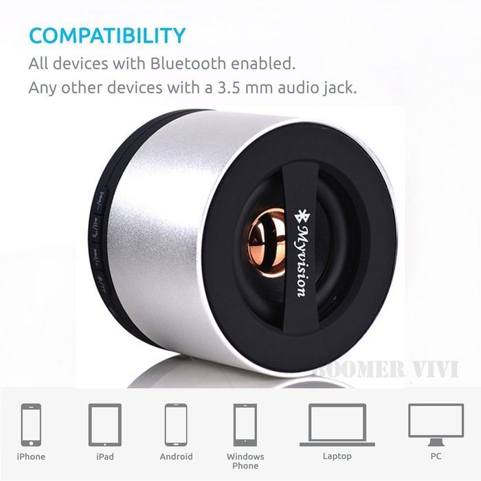BOOMER VIVI Wireless Portable Bluetooth Speaker B03 with MP3 Player, FM Radio and Microphone, 360 Degree Surround... N13