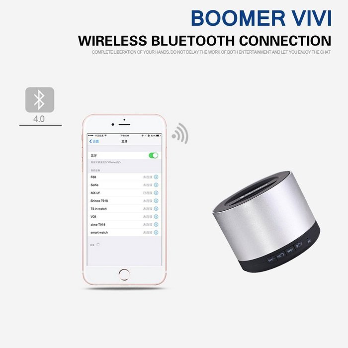 BOOMER VIVI Wireless Portable Bluetooth Speaker B03 with MP3 Player, FM Radio and Microphone, 360 Degree Surround... N14