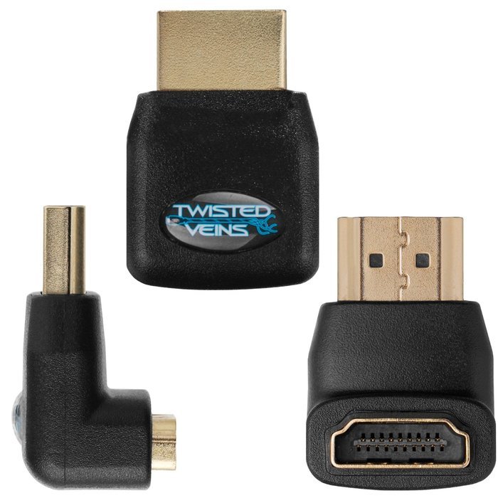 Twisted Veins ACHRA3 Three (3) Pack of HDMI 90 Degree/Right Angle Connectors/Adapters
