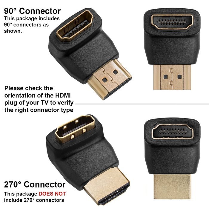 Twisted Veins ACHRA3 Three (3) Pack of HDMI 90 Degree/Right Angle Connectors/Adapters N3