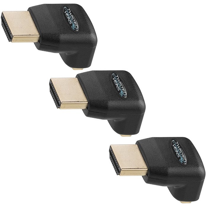 Twisted Veins ACHRA3 Three (3) Pack of HDMI 90 Degree/Right Angle Connectors/Adapters N5