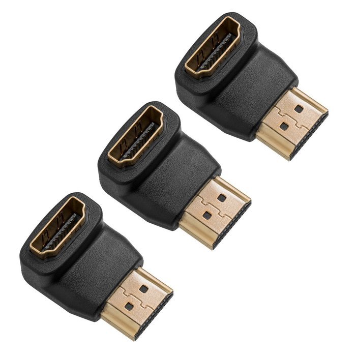 Twisted Veins ACHRA3 Three (3) Pack of HDMI 90 Degree/Right Angle Connectors/Adapters N6