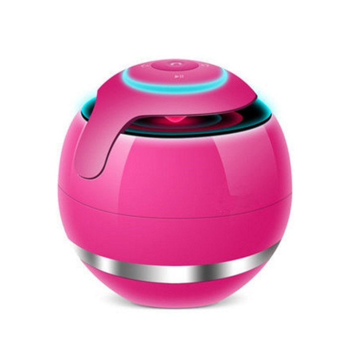 Portable multicolored ball with light Bluetooth speaker outdoor card Speaker phone (Pink)