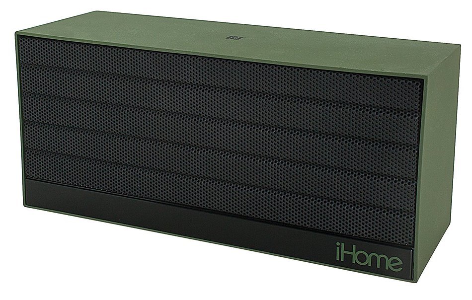 iHome iBN27MX NFC Bluetooth Rechargeable Stereo Mini Speaker in Rubberized Finish, Military